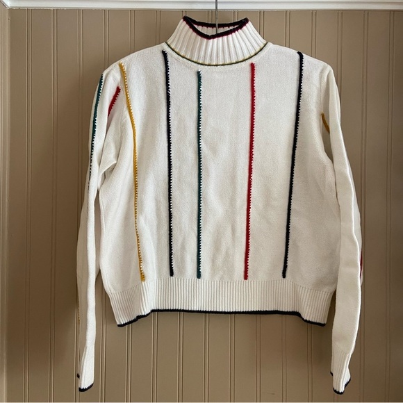 rag & bone Sweaters - Rag & Bone New York Cotton Cashmere Merino White Stripe Sweater Women’s Large